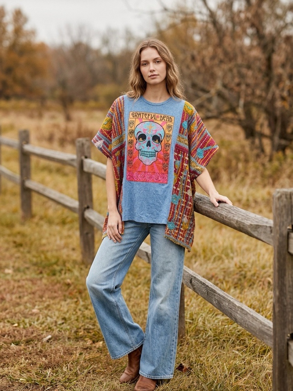 Handcrafted Upcycled Grateful Dead Kantha Tunic NWT One Size